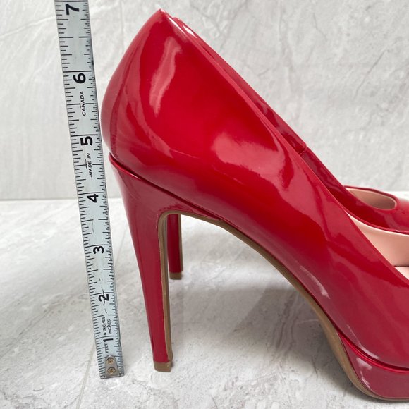 Chinese Laundry Red Patent Holliston Peep Toe Pumps Size 8 - Picture 8 of 15
